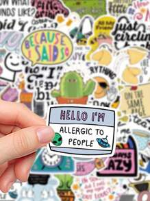 SHEIN 50pcs Funny Sarcastic Stickers Waterproof Cartoon Gifts For Journal Scrapbook Water Bottles Laptop Bumper Water Bottles Computer Phone And Decals