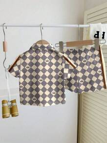 Young Boy Casual Classic Floral Print Comfortable Short Sleeve Shirt And Shorts Set