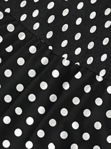 Chiquease 女士宽肩带黑白波尔卡圆点印花休闲度假海滩优雅吊带复古可爱淑女约会情人节长裙