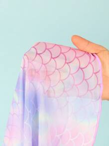 SHEIN Tween Girl Fish Scale Print One-Piece Swimsuit With Mesh Skirt - Multicolor - View 6