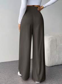 Firerie Women's Minimalist Casual Stylish Back To School High Waist Textured Wide Leg Pants