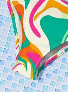 SHEIN Leap Crew Young Girls Minimalist Fitted Camisole & Triangle Bikini Swimwear Set, Casual For Summer - Multicolor - View 5