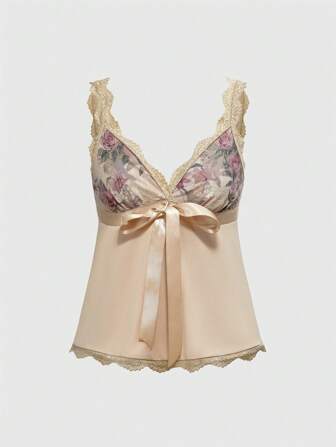 Fairycore Women's Lace Rose Pattern Camisole Top