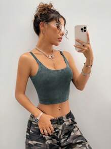 Coolane Women Summer Streetwear Casual Cotton Fitted Tank Tops - Light Grey - View 2