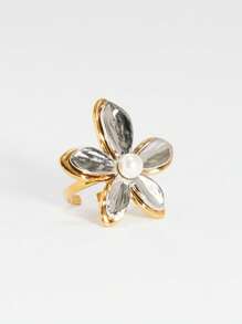 Anillo de metal mixto de moda para mujer, anillo de dos tonos color oro y color plata para apilar como joyería, regalo de Navidad, invierno y Navidad