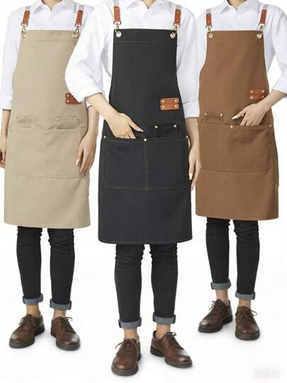 SHEIN قطعة واحدة 74*68سم مريول طويل مقاوم للماء والزيت، مريول بمقاس واحد يناسب الجميع، له أربطة وجيوب متعددة، مناسب للنادلين والمطابخ والحمامات والمنازل والمطاعم والأغراض المنزلية، متوفر ب- 5 ألوان: الأسود والخاكي والبني الفاتح والبني الداكن والأزرق