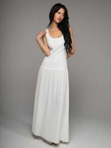 SHEIN Unity 女士优雅无袖白色连衣裙 - 白色 - 查看 1