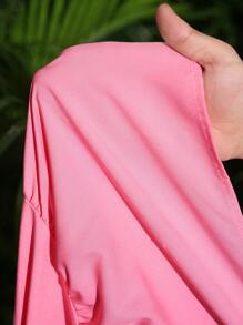 Slaydiva Spring And Summer New Style Casual Holiday Sweet Daily Date Double Layer Ruffle Collar One Shoulder Loose A Hem Stitching Umbrella Skirt Pink Mini Skirt Women's Mini Dress-A