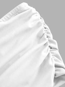 SHEIN Girlism 少女白色优雅复古，返校/派对服装，生日服装，舞会礼服，针织单肩褶皱长裙