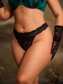 PinupGlam Tanga de encaje cómodo para tallas grandes