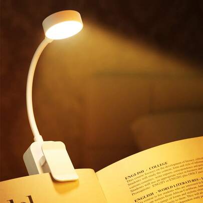 Teckwe 1 đèn đọc sách kẹp 4 LED trắng bảo vệ mắt, đèn đọc sách sạc được, 3 nhiệt độ màu, độ sáng có thể điều chỉnh, đèn đọc sách kẹp mini di động