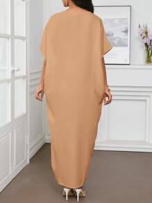 SHEIN Lady Spring And Summer Casual Elegant Work Small Size Short Sleeves Kaftan Dress Abayas Tunic Dress Women Dresses