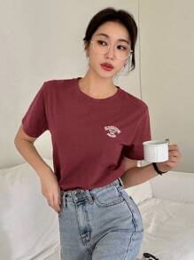 DAZY Letter Printed Short Sleeve T-Shirt For Summer