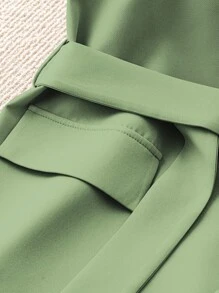 SHEIN Clasi 女士纯色翻领无袖休闲西装外套 - 薄荷綠 - 查看 4