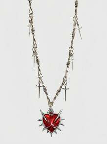 ROMWE Grunge Punk 1pc Retro Gothic Punk Heart & Thorn Pendant Necklace For Women