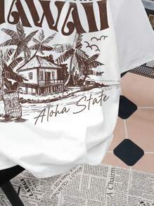 Tween Boy Casual Minimalist Letter Graphic Short Sleeve Round Neck T-Shirt, Suitable For Summer - White - View 5