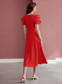 MOTF PREMIUM APPLIQUES ZIPPER DRESS - Red - View 6