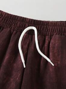 Set de 2 piezas para adolescentes varones: Top de manga corta con estampado de letra efecto tie-dye y shorts