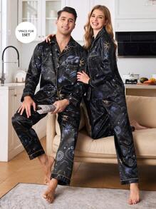 Star Print Cardigan Men Loungewear Set - Multicolor - View 5