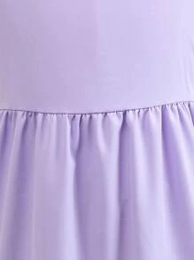 SHEIN Genkimix Kids Bộ 2 váy in hình bướm nhiều màu cho bé gái tuổi mới lớn và váy tím trơn - Nhiều màu - Xem 4