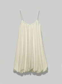 SHEIN EZwear Summer Casual Solid Color Sleeveless Pleated A-Line Dress