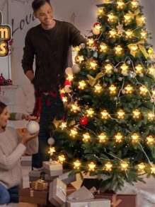 SHEIN 1 szt. 1 m lampki choinkowe Gingerbread Man na choinkę, do pokoju, do wystroju domu, na Boże Narodzenie, na Święto Dziękczynienia, na imprezę, na święta, na kominek, na gablotę, na stół jadalny, na Boże Narodzenie