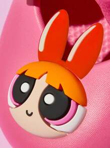 THE POWERPUFF GIRLS X SHEIN Oversized Bow Cute Cartoon Bubbles White Ladies Slippers, Lightweight EVA Material, Suitable For Indoor And Outdoor Wear For Casual Beach Style,Y2K - Hot Pink - View 8