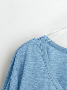 SHEIN CURVE+ Plus Size Women V-Neck Short Sleeve Casual Loose T-Shirt