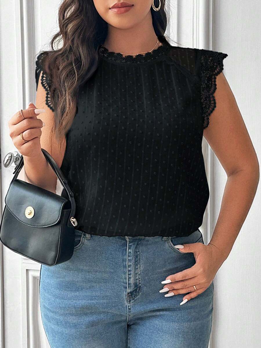 SHEIN Frenchy Ärmelloses Hemd Einfarbig in Große Größen, einfach und modisch für den Sommer