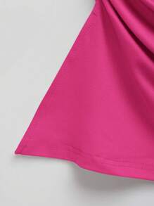 SHEIN EZwear Plus Size Black Pleated Slit Strapless Knit Stretch Top Summer - Hot Pink - View 4