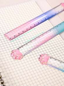 1pc Cute Cat Paw Straight Ruler, 15cm Transparent Drawing Ruler, Highly Attractive Gradient Plastic Measuring Ruler, Student Stationery, Cartoon Creative Bookmarks, Pink Agenda Ruler, Drawing Measuring Tool, Prize Or Gift