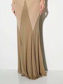 KIZN Sheer Mesh Paneled Mermaid Maxi Dress, Floor Length Elegant Gown, Special Occasion Wear, Stretch Form Fitting Dress With Sheer Detail - Multicolor - View 5