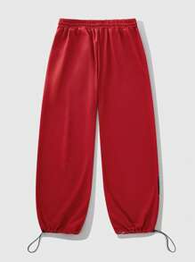 ROMWE MEN Anime 男士时尚动漫/漫画印花休闲运动运动裤 - 紅色 - 查看 2