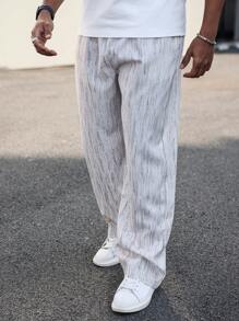 Manfinity CasualCool 大码男士休闲条纹抽绳腰长裤