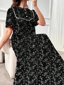 Al Najma Short Sleeve Ditsy Floral Dress, Elegant Summer