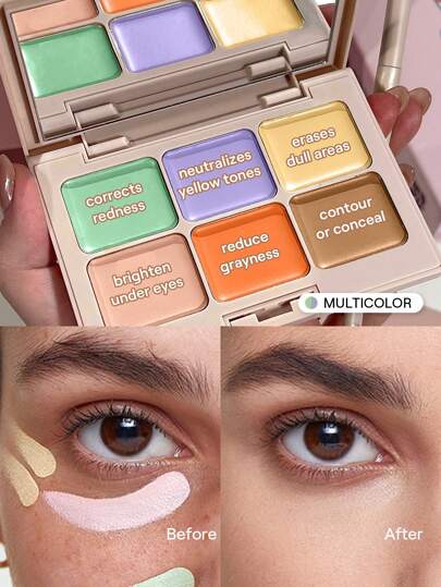 SHEGLAM Multi-Fix Concealer And Color Corrector-Macaron 6-Color Full Cover Cream Concealer Brightening Full Coverage Color Corrector Lightweight Multi-Use Smooth Concealer Brand Beauty Makeup Face Paint Cosmetic For Women Girls Perfect For Fall Winter Ideal For Y2K Fancy Fashion Suitable For Birthday Christmas Present Party Ready Best Color