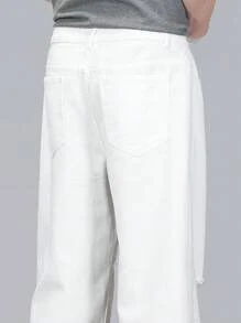 Manfinity Homme Heren Casual Distressed Plain Denim Jeans, Veelzijdig