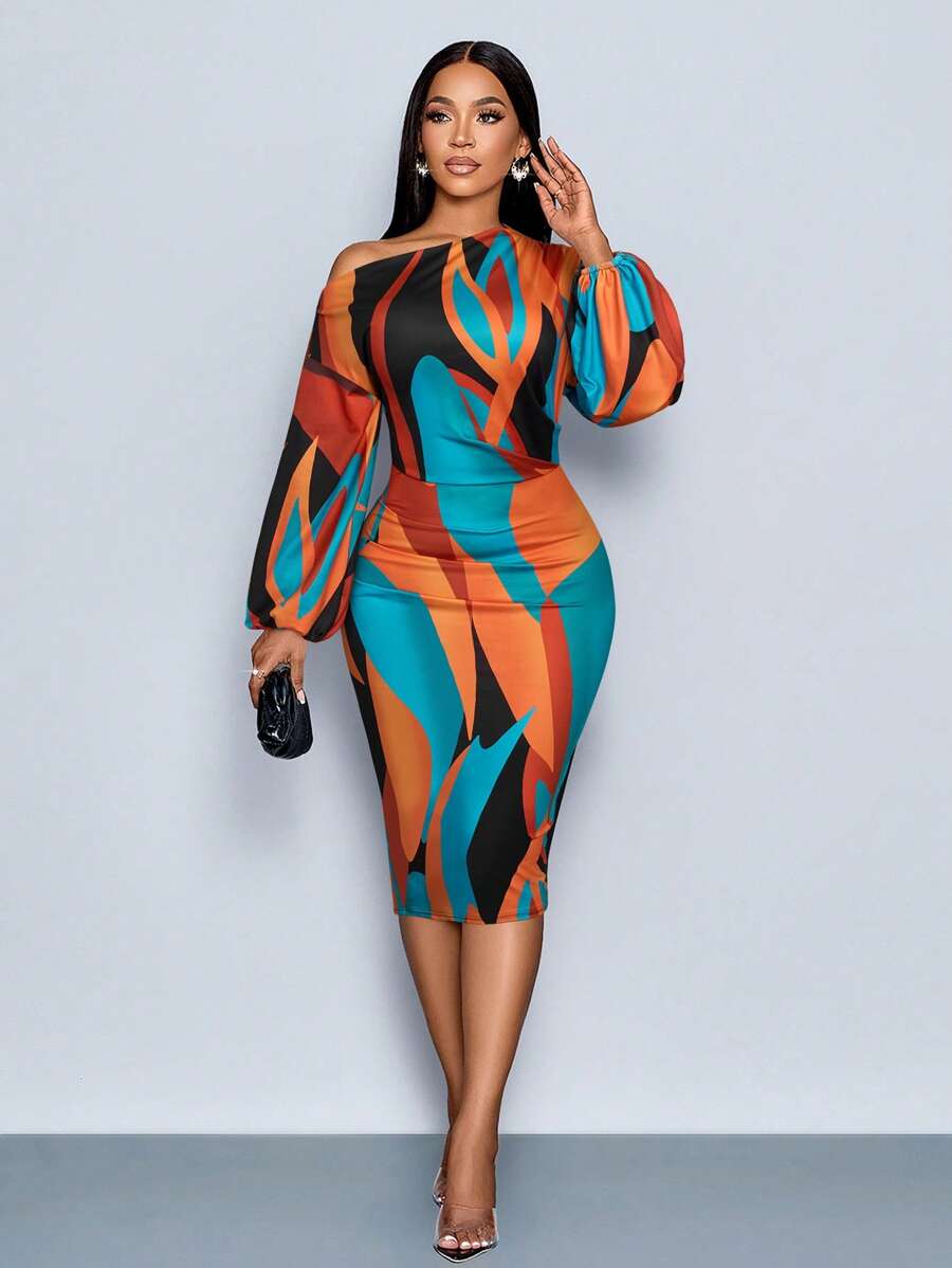 SOLERSUN Đầm midi giản dị gợi cảm cho nữ dự tiệc năm mới thanh lịch mùa đông ngày lễ tình nhân Giáng sinh họa tiết chấm bi trắng kiểu Pháp trễ vai tay dài đan hở hông theo phong cách tiền cũ - Đỏ - Xem 1