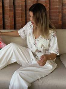 Livesso Women Fashionable Solid Loose Elastic Waist Wide Leg Long Pants