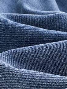 TENN GIRL VINTAGE BOHO MUSIC FESTIVAL Y2K CLASSIC Jean Shirt And Shorts Denim Two Pieces Set, Shirt With Button Front Closure And Ripped Details, Shorts With Elastic Waist And Flat Pockets. - Light Wash - View 6