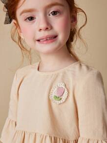 Blossori Ensemble de 2 pièces pour jeunes filles, style français élégant : Top abricot et pantalon rose lotus, pour le printemps/l'été - Multicolore - Voir 2