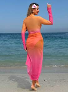 Swim Shayni Women's Elegant Sunset Gradient Vacation Burkini - Multicolor - View 2
