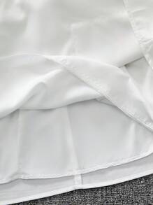 Young Girl Ruffle Trim Short Cap Sleeve Printed A-Line Dress - White - View 6