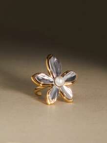 Anillo de metal mixto de moda para mujer, anillo de dos tonos color oro y color plata para apilar como joyería, regalo de Navidad, invierno y Navidad