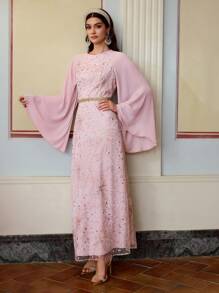 ZEYLAH 女士中长连衣裙，日常休闲时尚 - 藕粉色 - 查看 1