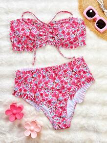 Swim Mod Beach Summer Women Assorted Print Ruffled Two Pieces Swimwear - Multicolor - View 3
