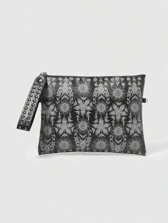 Grunge Punk 1 pieza Bolso de embrague de mujer con estampado de girasol y decoración de remaches