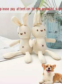 PETSIN 1/2pcs Pet Toy, Easter Rabbit, Interactive Rabbit Design Plush Dog Toy, Suitable For Biting, Friendly Chewing, Squeak-Free - Two Colors Available, Pet Supplies, Choose One - Multicolor - View 3