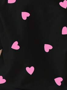 2025 New Arrival Lovely All-Over Heart Print Patchwork Round Neck T-Shirt For Girls - Multicolor - View 3