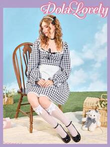 Dola Lovely Giày cao gót mũi tròn hở gót, dây đeo sau lưng thắt nơ, đế dày, thời trang cho nữ - màu đen - Xem 2